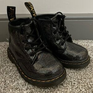 Dr. Doc Martens Black Cosmo Glitter Toddler Baby Boots Size 6